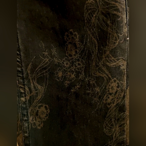 Free People Printed Denim Golden Floral Waist 25 In Stylish Black Women's Jeans - Picture 8 of 8